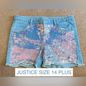 Justice Sequin Jeans Shorts